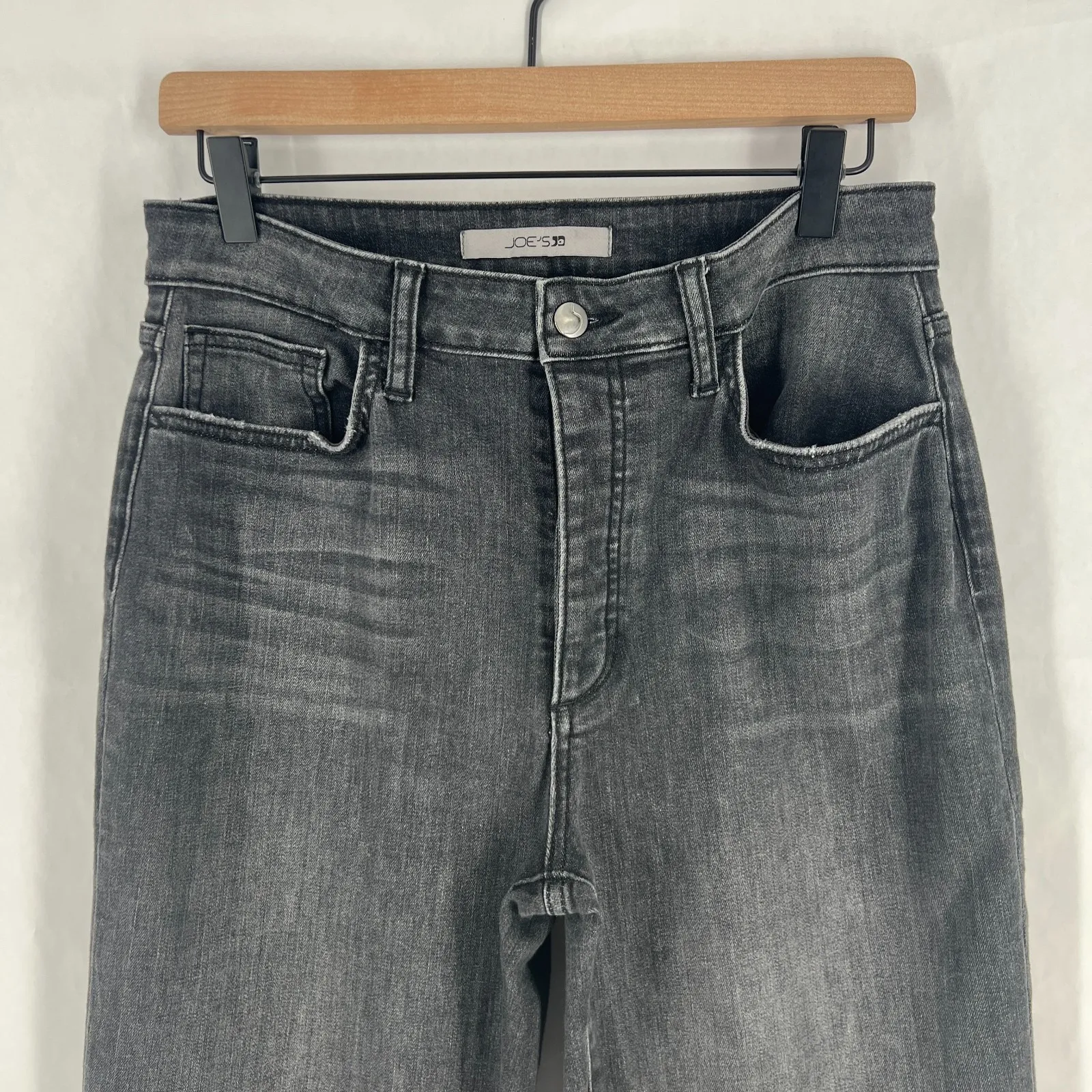 Joe's Jeans Womens 30 Charcoal Gray Denim Cotton Stretch Straight Leg High Rise - Image 2