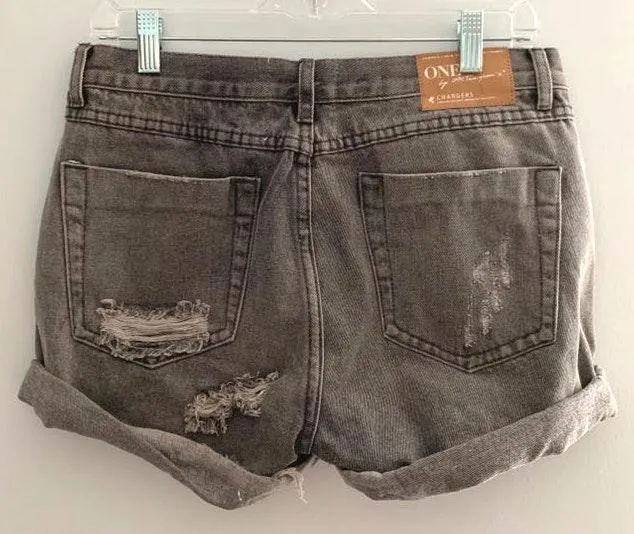 One Teaspoon Grey Distressed Shorts - Image 3