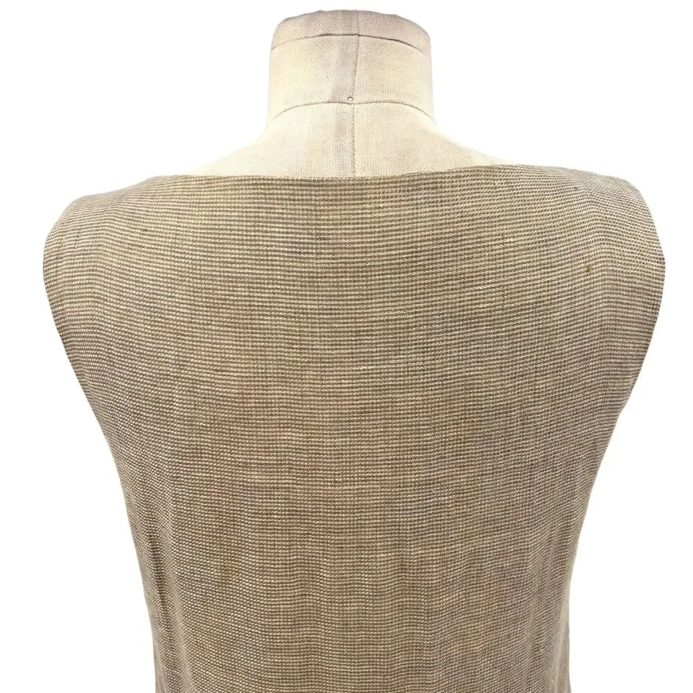FLAX 100% Linen Shift Dress Sleeveless Relaxed Fit Beige Tan Size‎ XS - Image 9