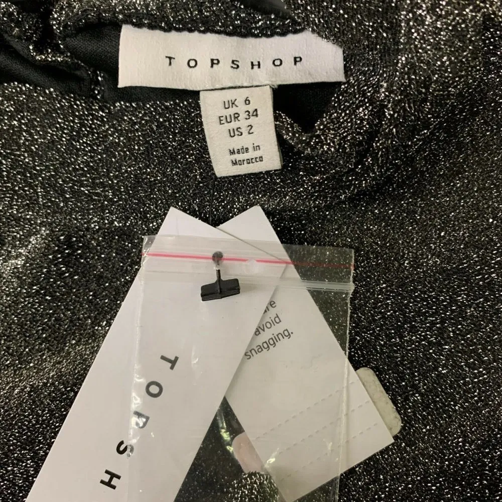 Topshop Womens Glitter Metallic Open Back Midi Cocktail Dress - Image 4