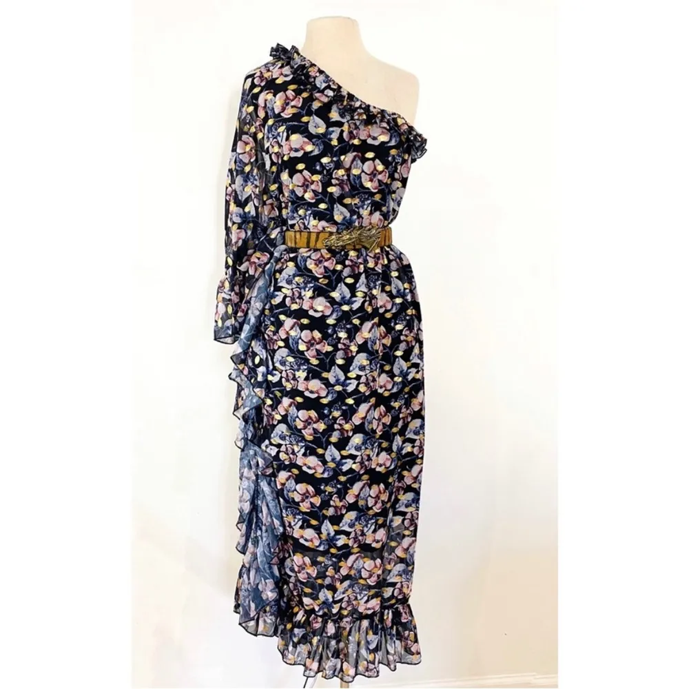 Dalia Macphee beautiful one-shoulder floral maxi dress NWT - Image 3