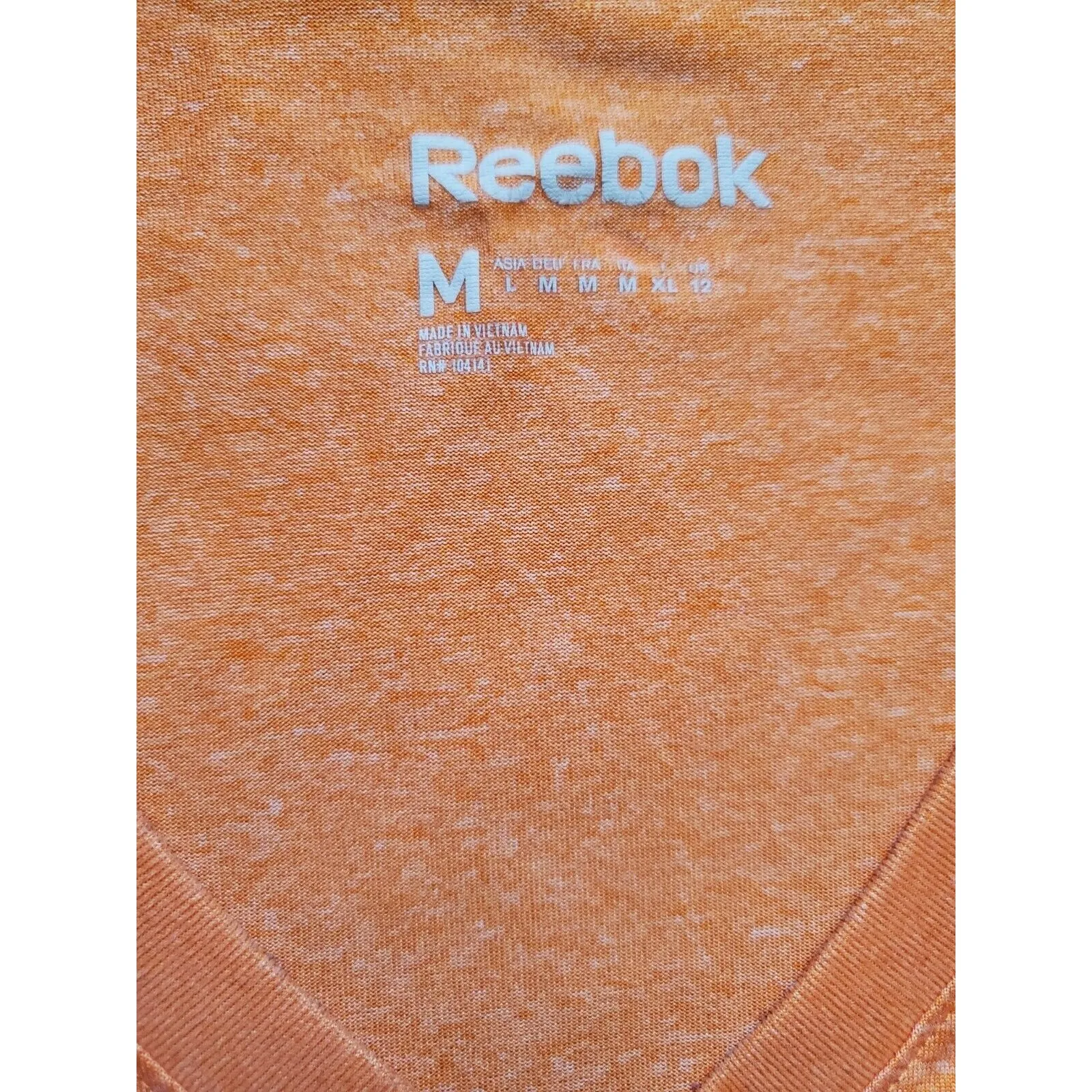 Reebok Shirt Women Medium Short Sleeve V Neck Athletic Orange Workout Run - Image 3