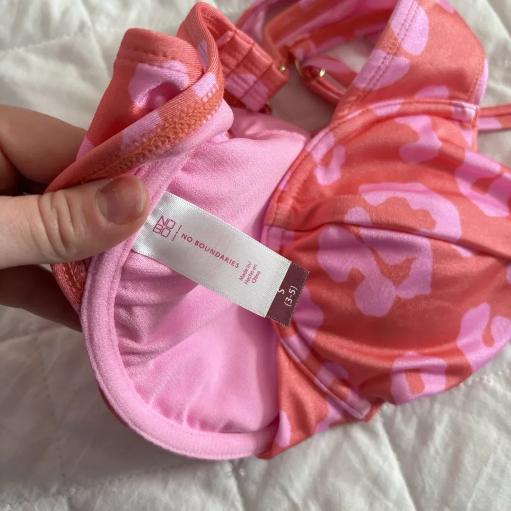 No Boundaries Womens Size Small Bikini Top Padded Pink Cheetah Beach Summer - Image 5