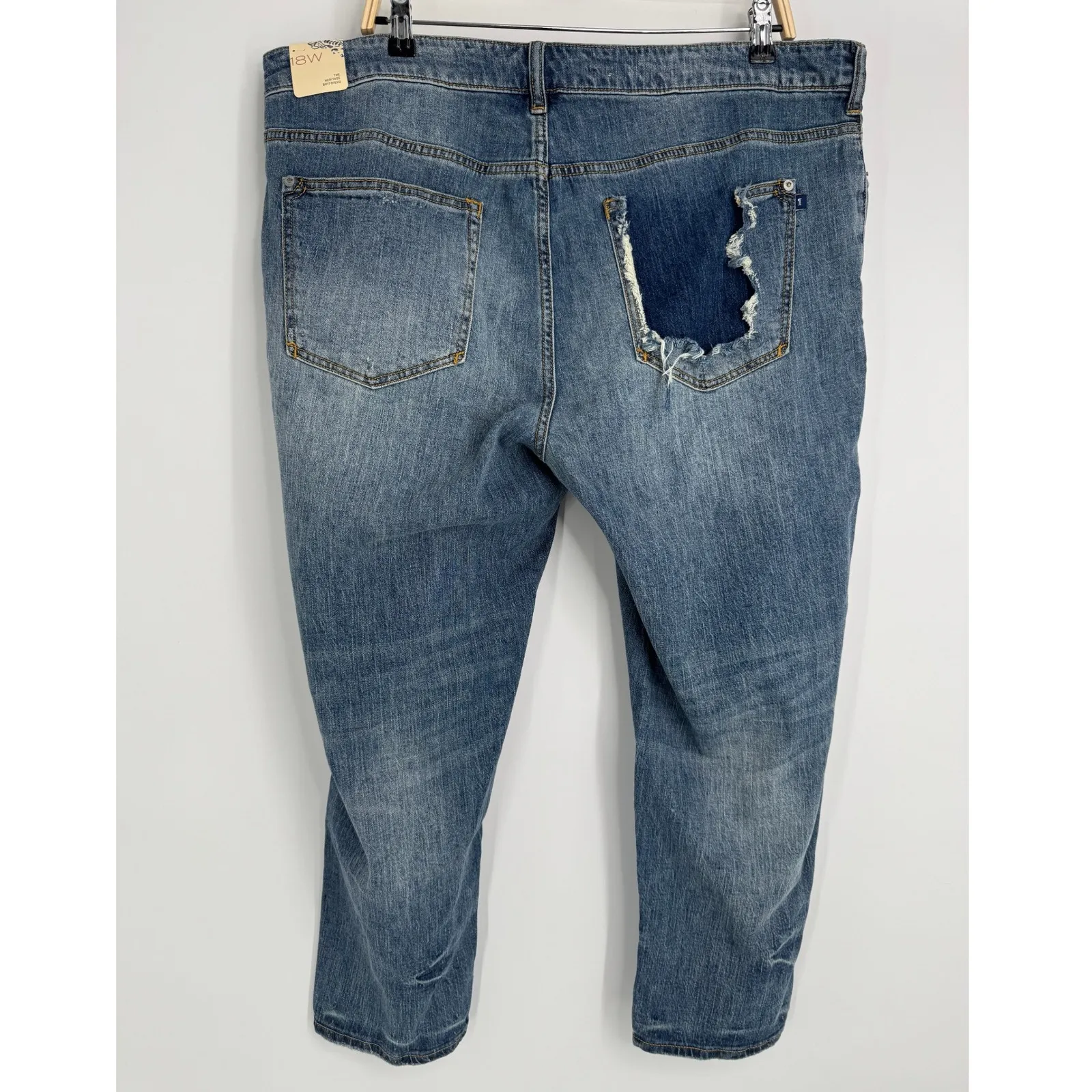 Anthropologie Pilcro Heritage Boyfriend Jeans 18W Distressed Medium Wash‎ NWT - Image 8