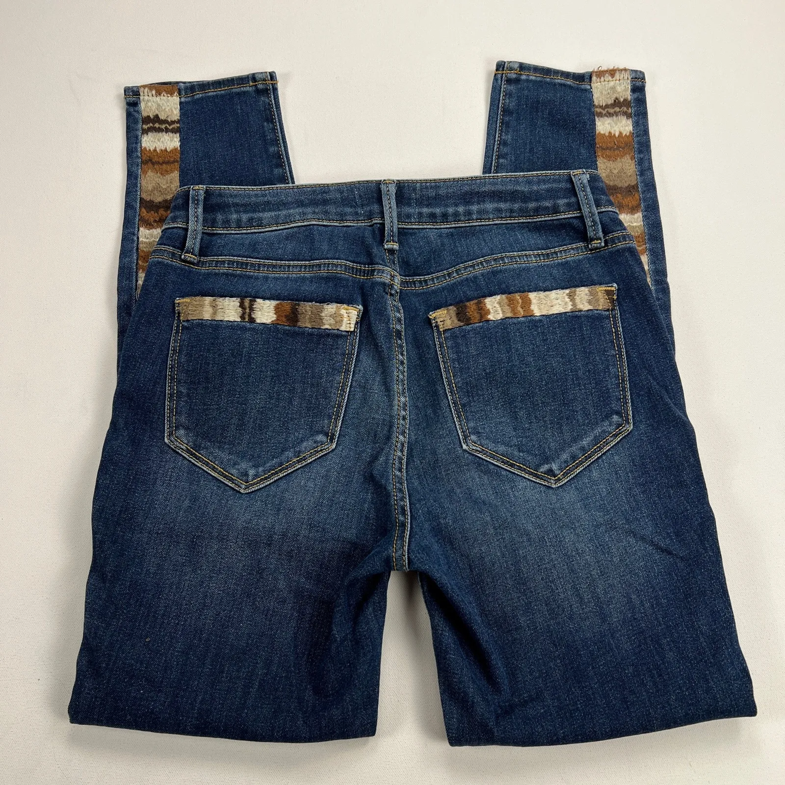 Driftwood Jackie High Rise Jeans Southwest Embroidered Neutral Browns Size 26x28 - Image 3