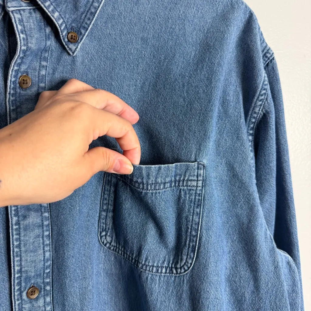 Croft & Barrow Women’s Blue Denim Boyfriend Shirt XXL Cotton Long Sleeves Casual - Image 7