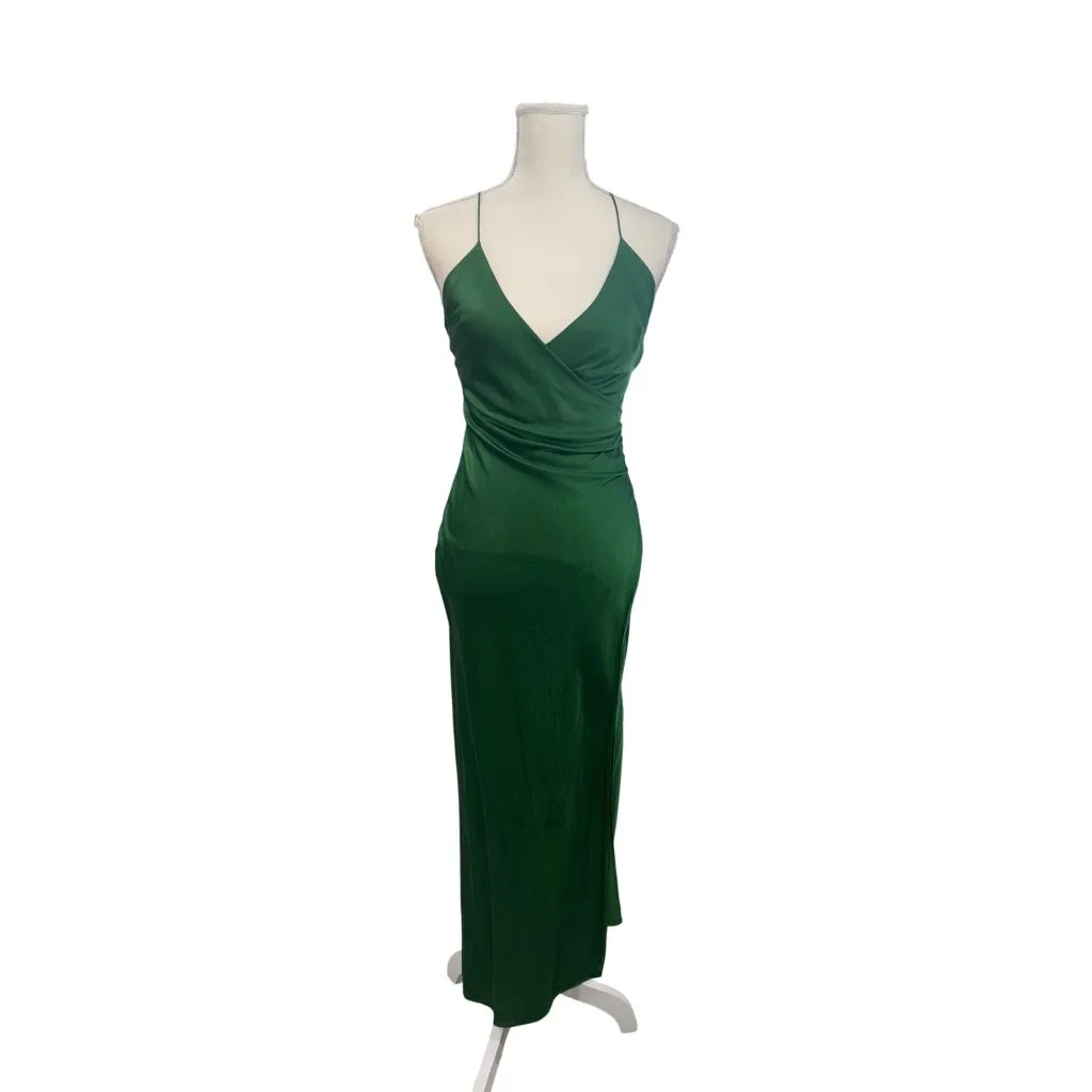 SER.O.YA Emma Silk Dress in Green Small New Womens Maxi Satin Midi - Image 4