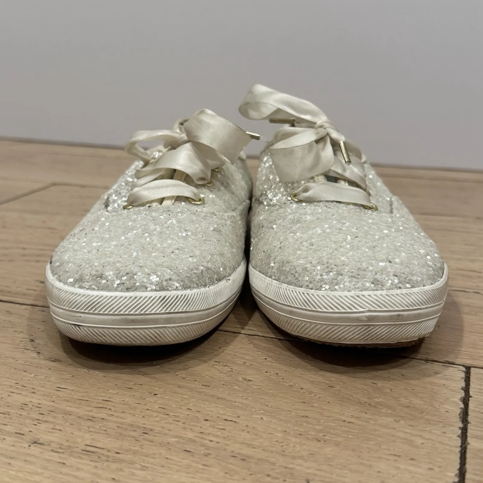 Keds Kate Spade Glitter Sequin White Sneakers Womens Size 9‎ Wedding Party Shoes - Image 7