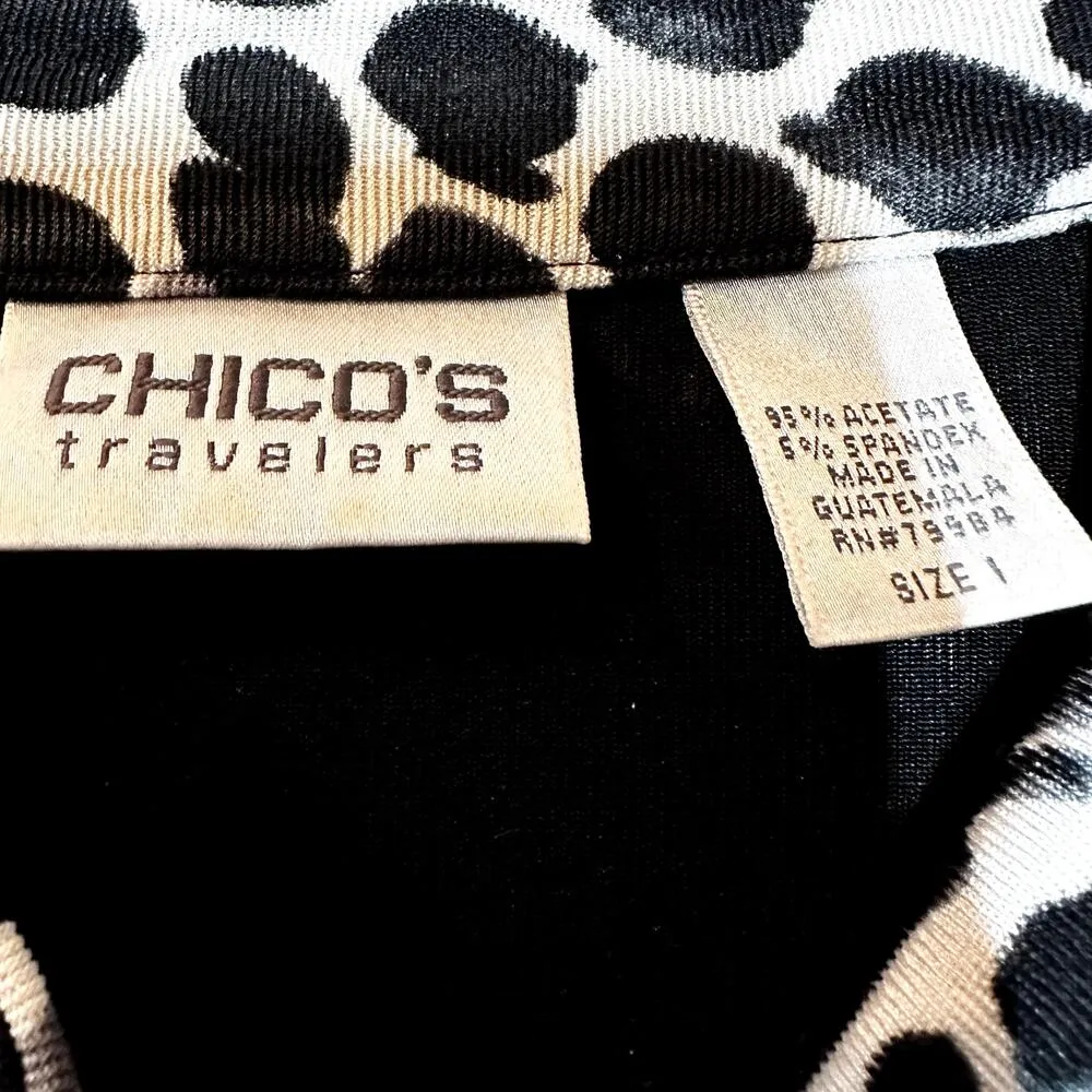 Chico's Travelers Cardigan Longline Slinky Sweater Button Front Knit Black 1 M - Image 3