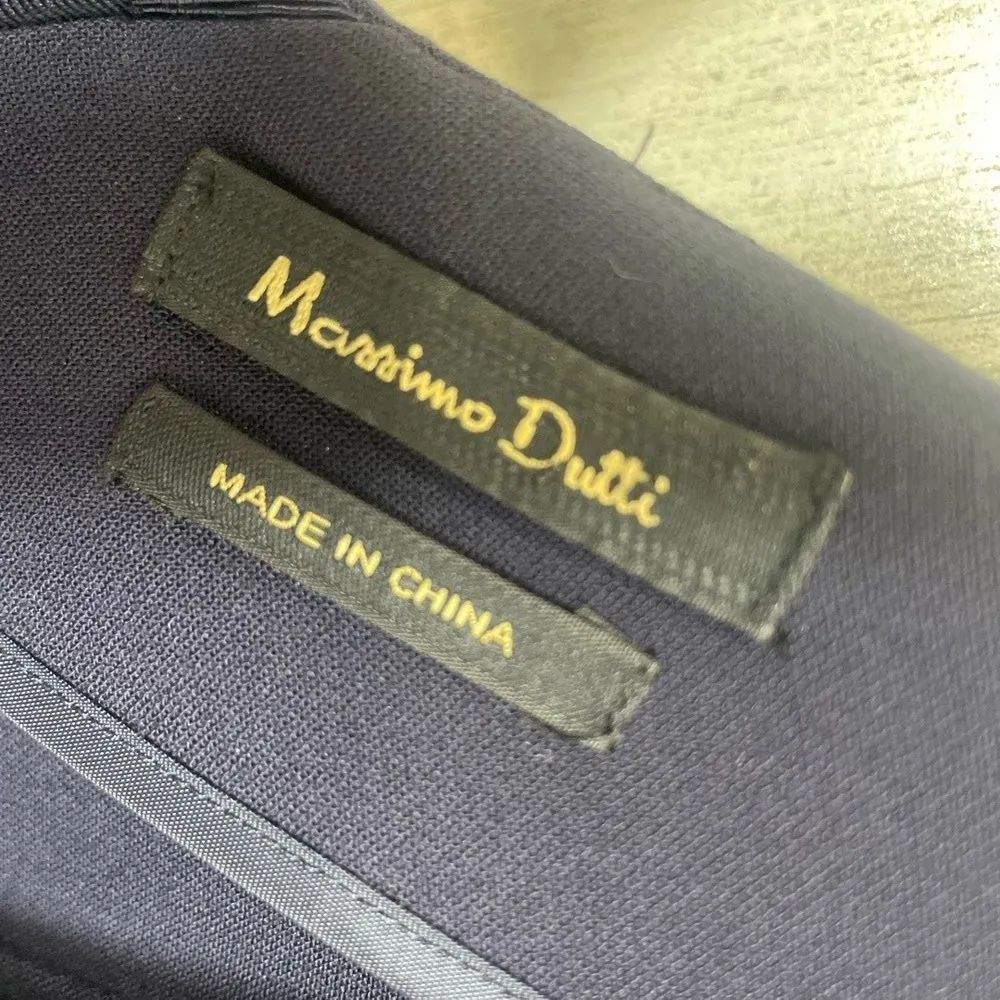 Massimo Dutti‎ Navy Midi Dress EU Size 36 V Back Sleeves Fall Modern Chic - Image 9