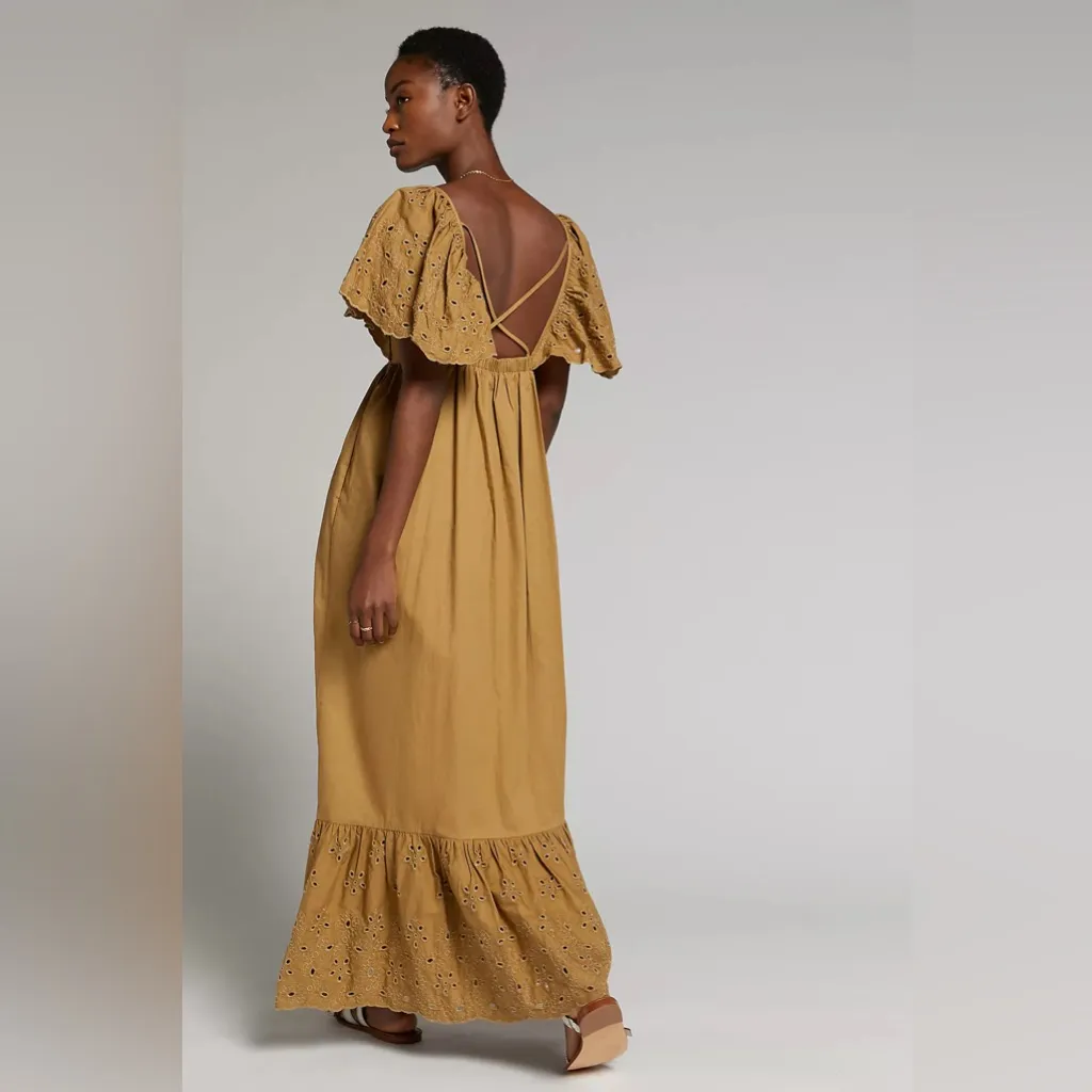 Anthropologie En Saison Hayley Flounced Maxi Dress in olive Green Size XS - Image 4