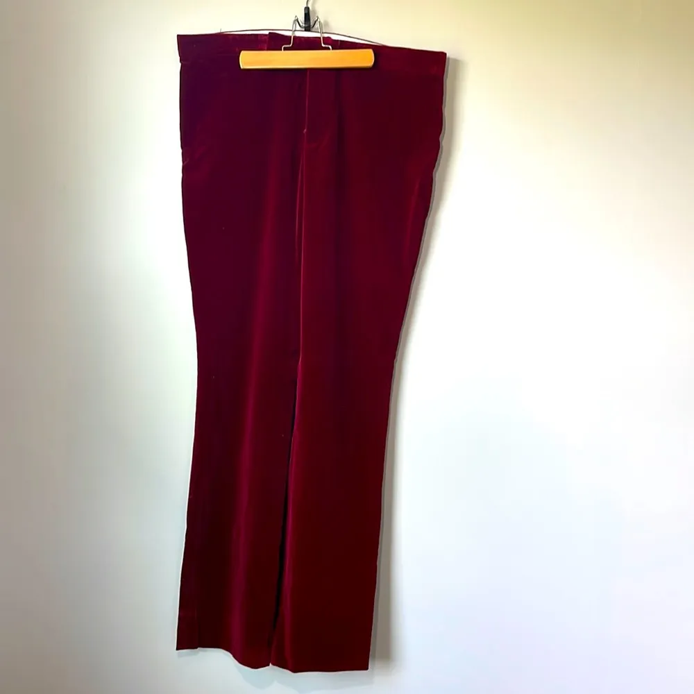 Ralph Lauren Sport burgundy velvet style straight leg pants in size 14 - Image 2
