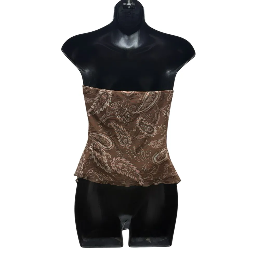 Almost Famous Boho Strapless Paisley Sheer Flowy Top - Image 5