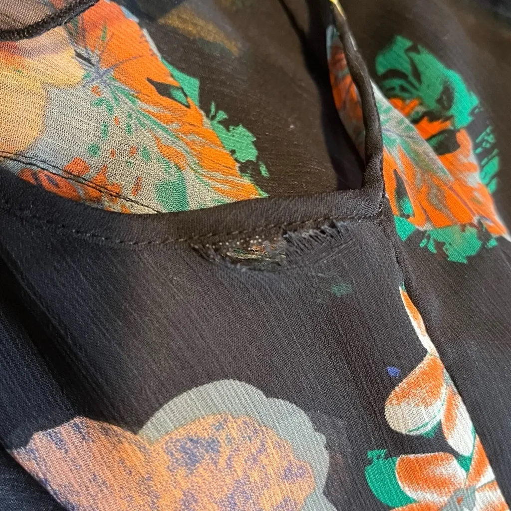 Black Rainn Floral Print Mini Dress Women's M‎ Black Blouson Mesh Flowy Casual - Image 6