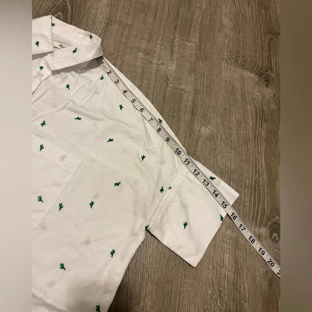 Madewell Embroidered Cactus Courier Shirt Womens XS Eyelet White Oversized - Image 4