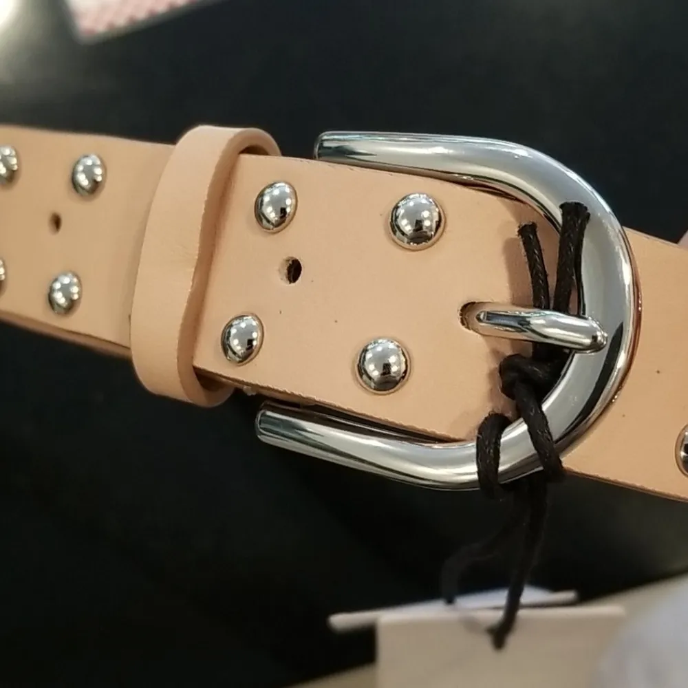 💕REISS💕 Emin Studded Wide Leather Belt ~ Nude XS - Image 3