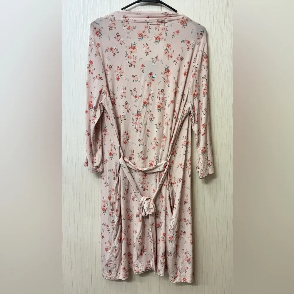 NWT Posh Peanut Women's Bamboo Maternity Robe with Pockets London (Floral) L/XL Pink Size L - Image 3