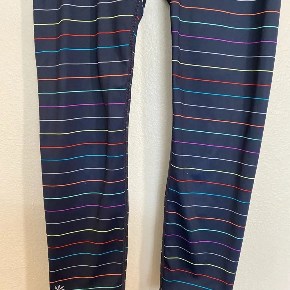 Athleta Multi Color Sonar Stripe Rainbow Crop Leggings Sz XS - Image 5