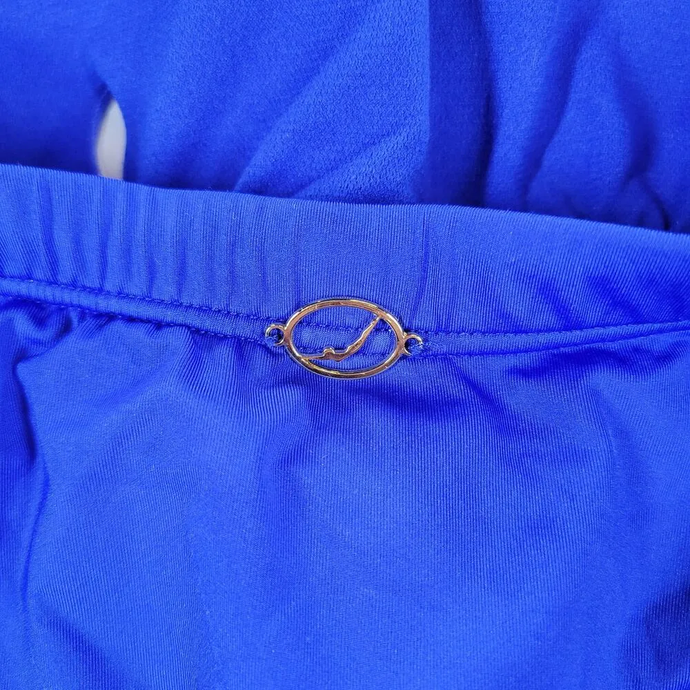 Jantzen One Piece Swimsuit Womens 10 Blue Braided Halter Bandeau Blouson Beach - Image 12