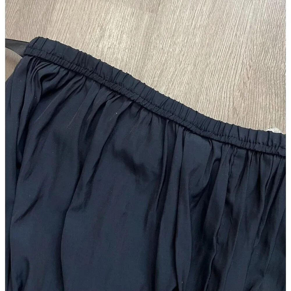 T Tahari Navy Blue Skirt Crystal Pearl Sash Ribbon Belt Size M Elastic waist - Image 7