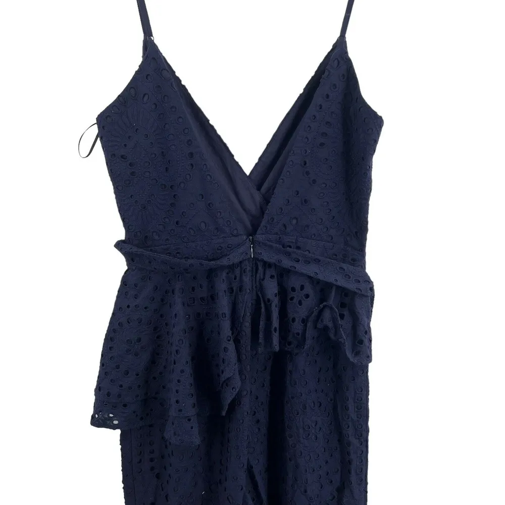 Yumi Kim Jumpsuit Navy Eyelet Peplum Sleeveless Romantic Summer Boho Small New - Image 4