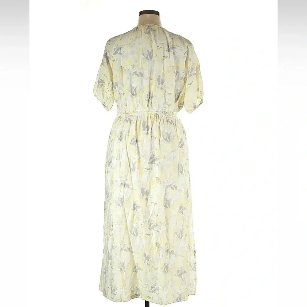 Nine West Yellow White Gray Floral Maxi Dress Short Sleeve Lined Women’s Size XL - Image 3