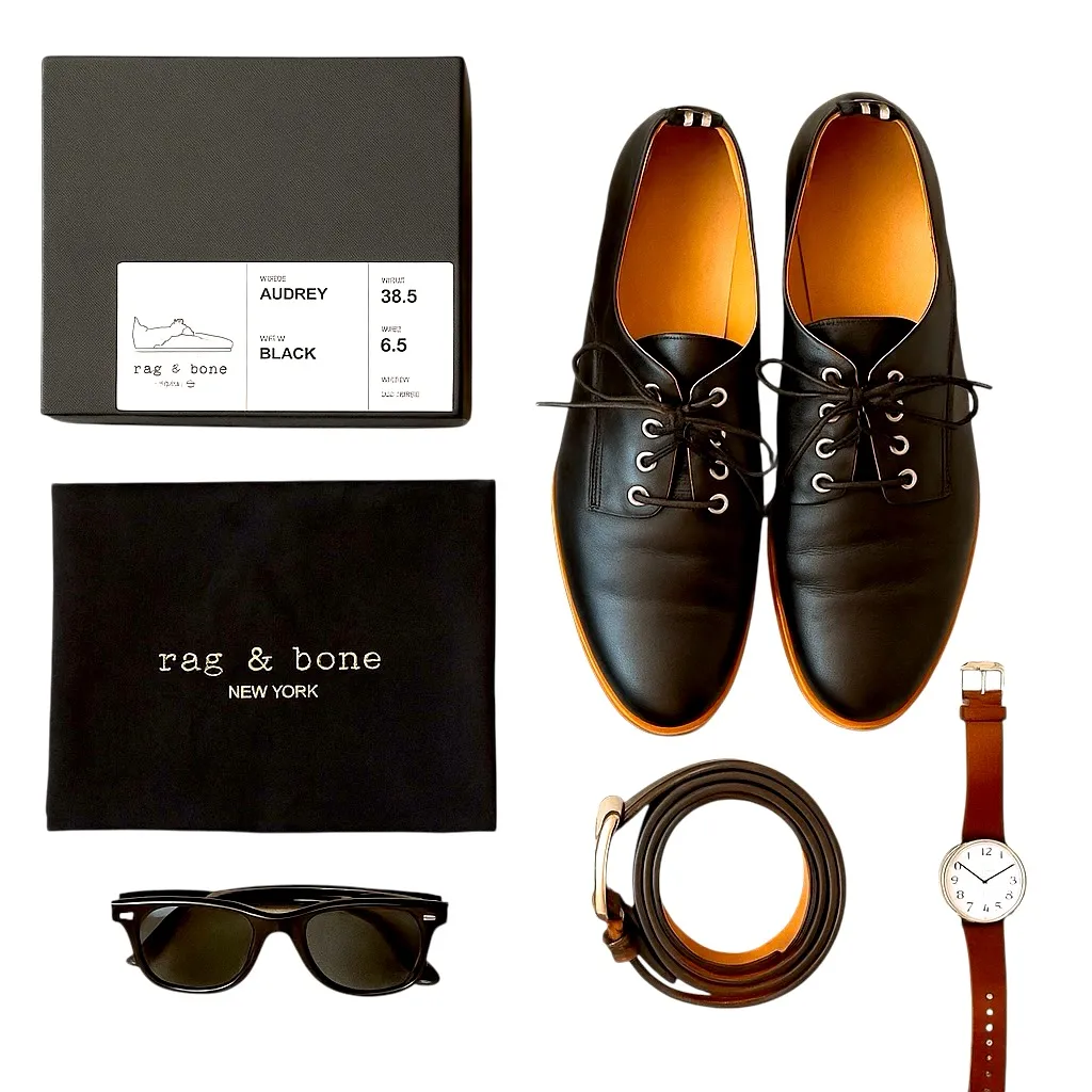 Rag & Bone Audrey Black Leather Lace Up Oxford Shoes Womens 6.5 EU 36.5 Portugal - Image 15