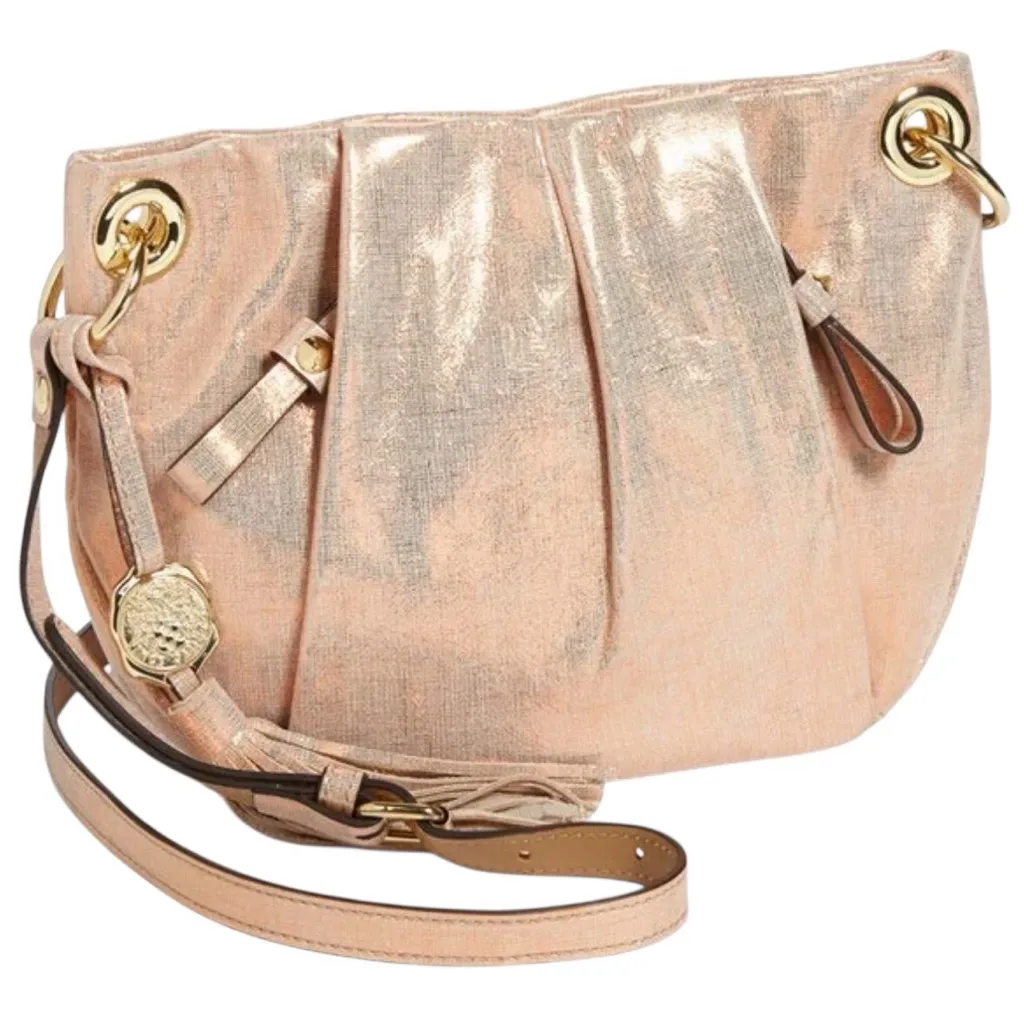 Vince Camuto Christina Copper Rose Gold Metallic Leather Crossbody Bag Purse - Image 2