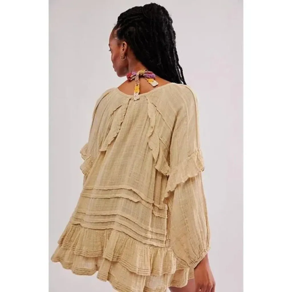 FREE PEOPLE Tamasi Ruffle Tunic in Lichen Size Small - Image 11