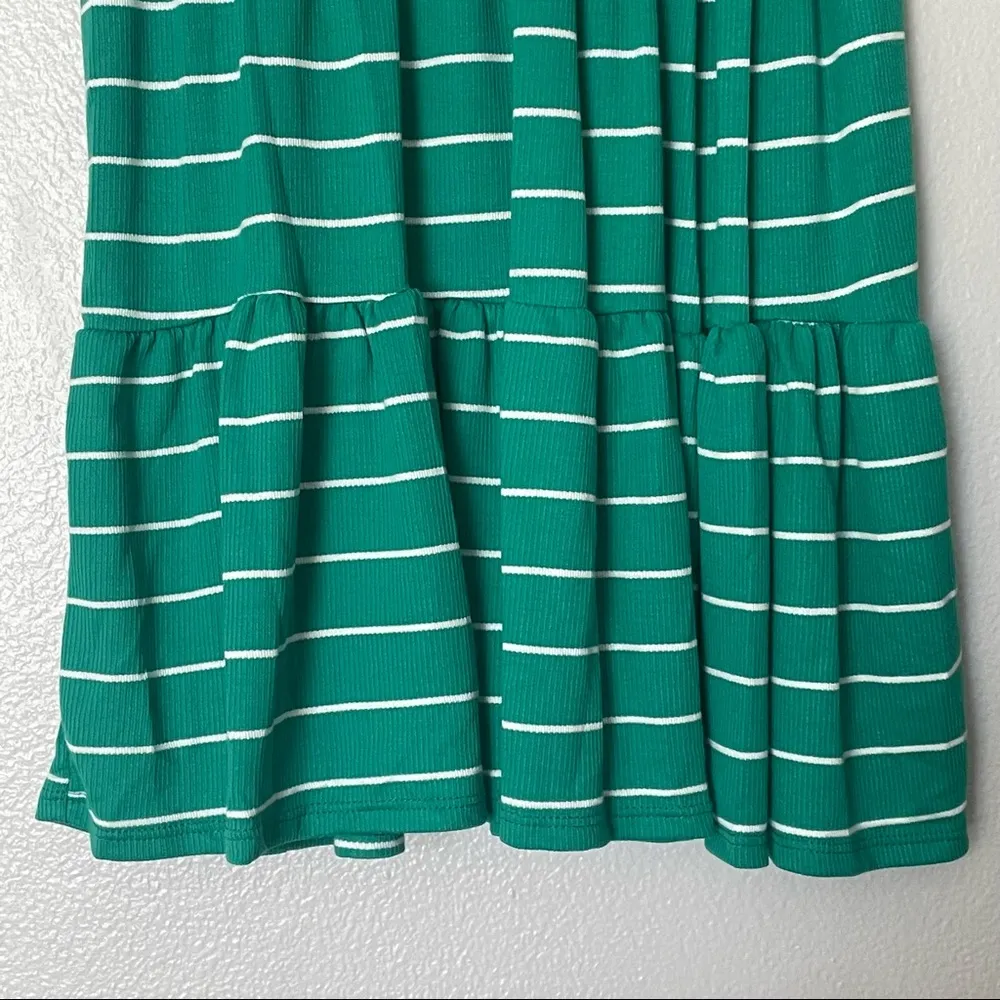 NWT See You Monday Sleeveless Tiered Green/White Striped Mini Dress Tunic Small - Image 5