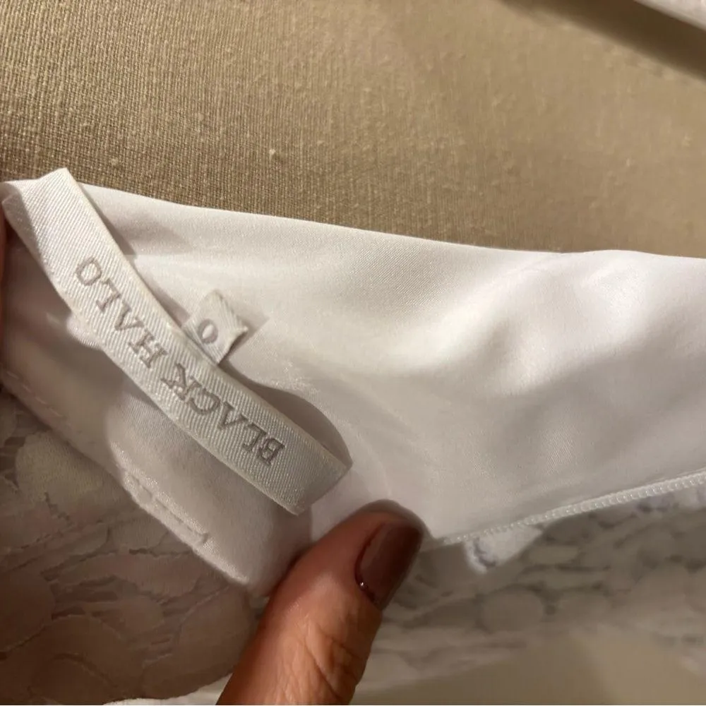 Black Halo Jackie O Mini White Lace Dress - Image 3