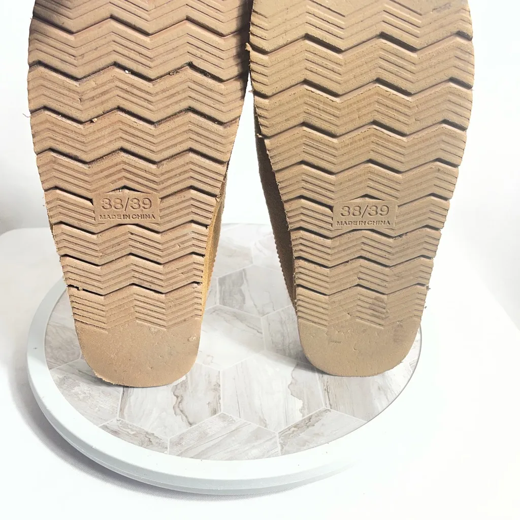 Brown Faux Suede Sherpa Lined Clog Slippers Womens EU 38/39 Cozy Indoor Shoes - Image 4