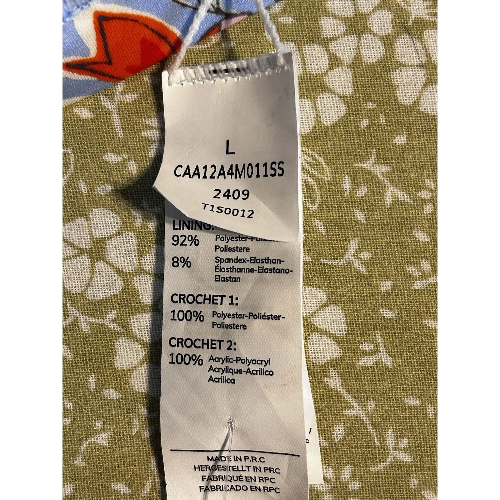 NWT Floral Bikini Top Large Blue Multicolor Crochet Trim Swimwear - Image 5