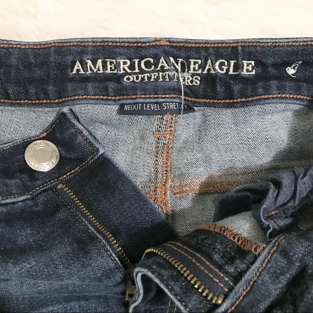 American Eagle Hi Rise Shortie Ripped Stretch High Waist denim jean shorts 4 - Image 5