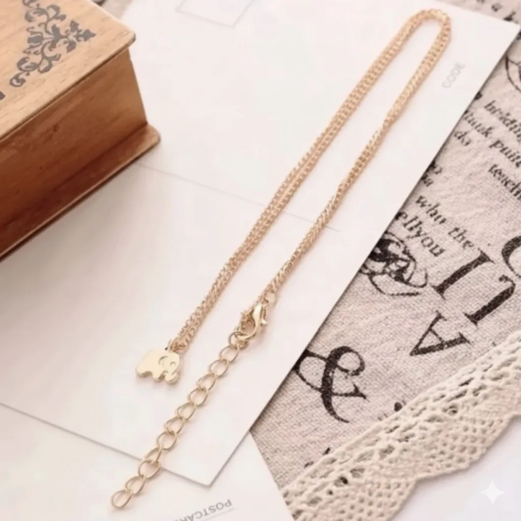 Good Luck Gold Elephant Pendant Adjustable Gold Necklace - Image 3