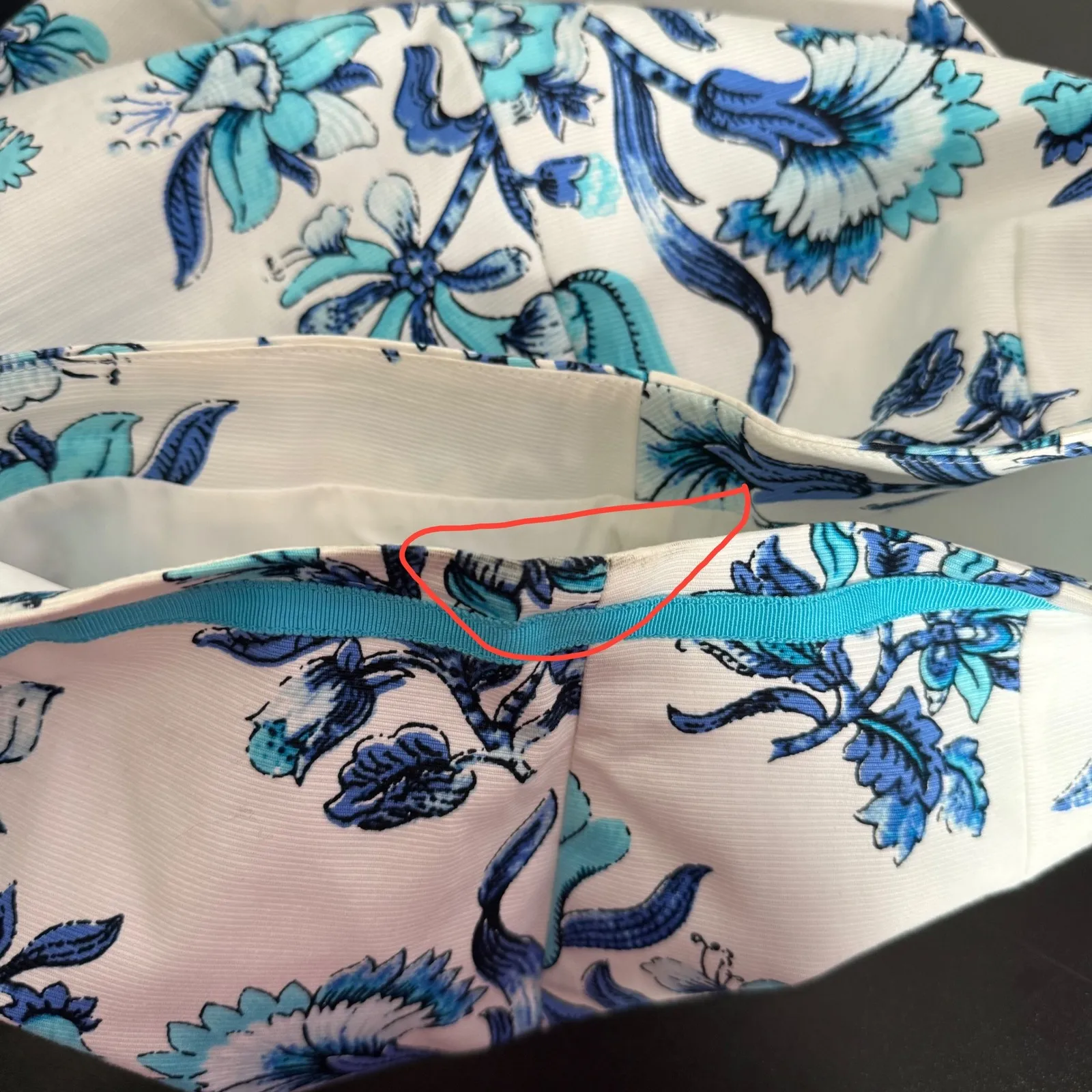 Talbots Floral Print Preppy Skirt Women Size 12  Blue White Straight Baroque - Image 7