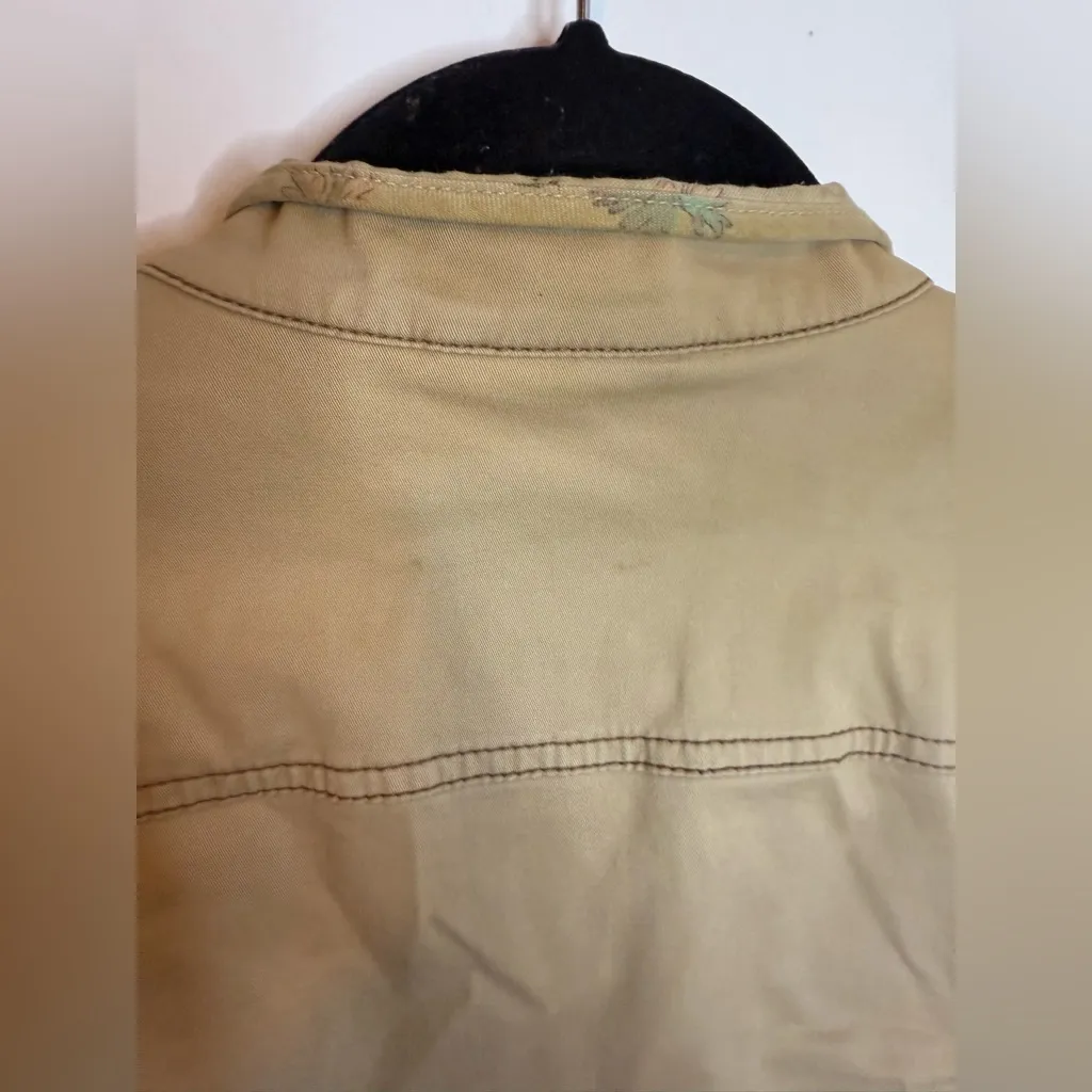 Gap Vintage Floral Trim Y2K Tan Khaki Jacket - Image 6