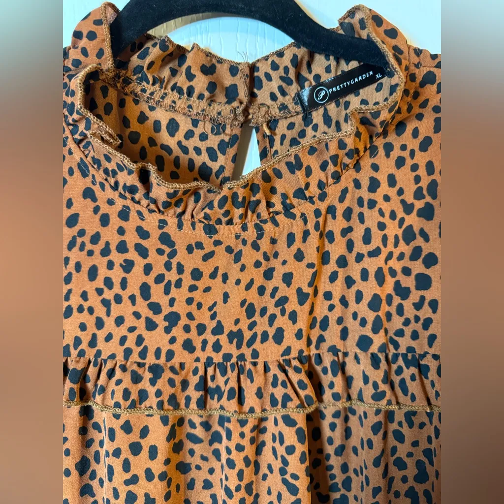 PrettyGarden Elegant Leopard Print Blouse Sz XL - Image 3