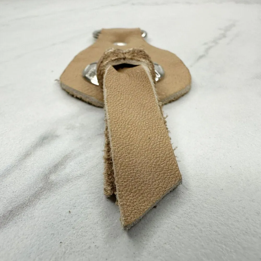 Soft Brown Leather Fringe Western Concho Boho Keychain Keyring - Image 7