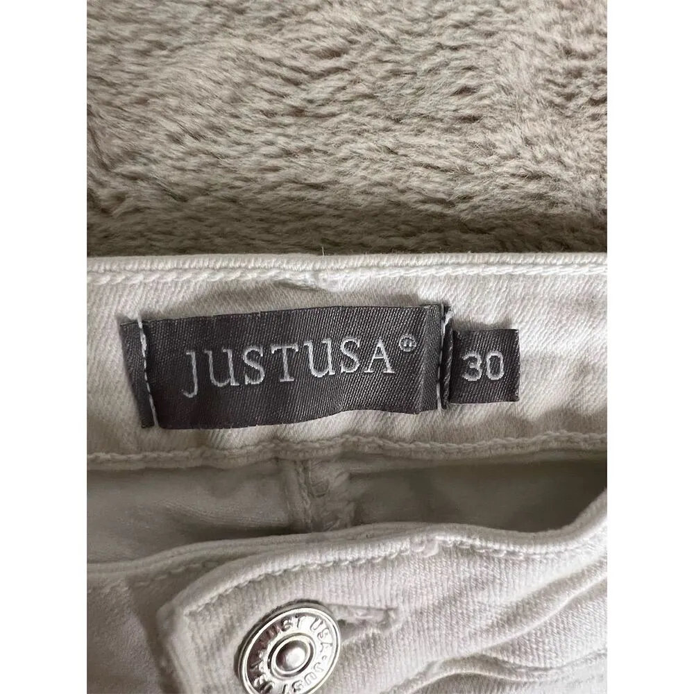 JUST USA Women's White Straight Jeans Size 30 Medium Wash - Image 3