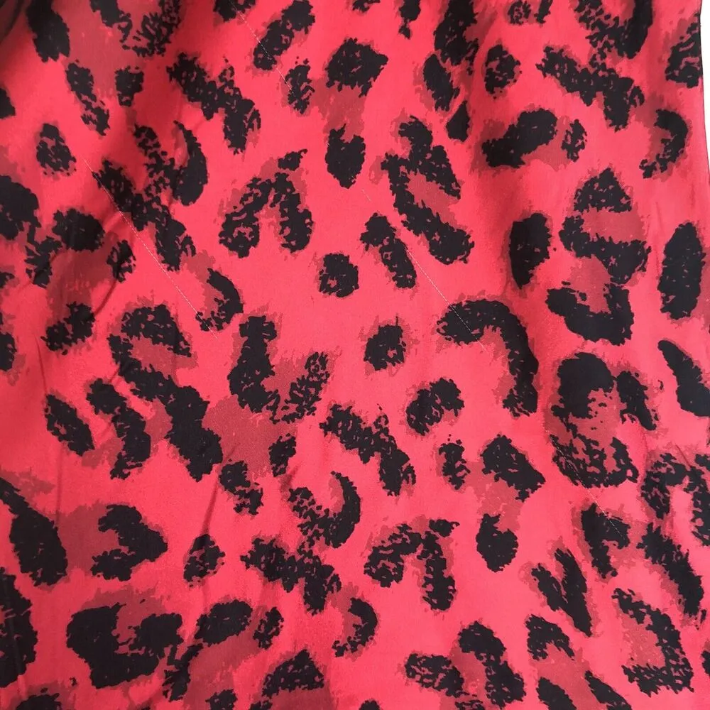 KOURT Murray Red Leopard Print Satin Mini Skirt Size Small FLAW - Image 8