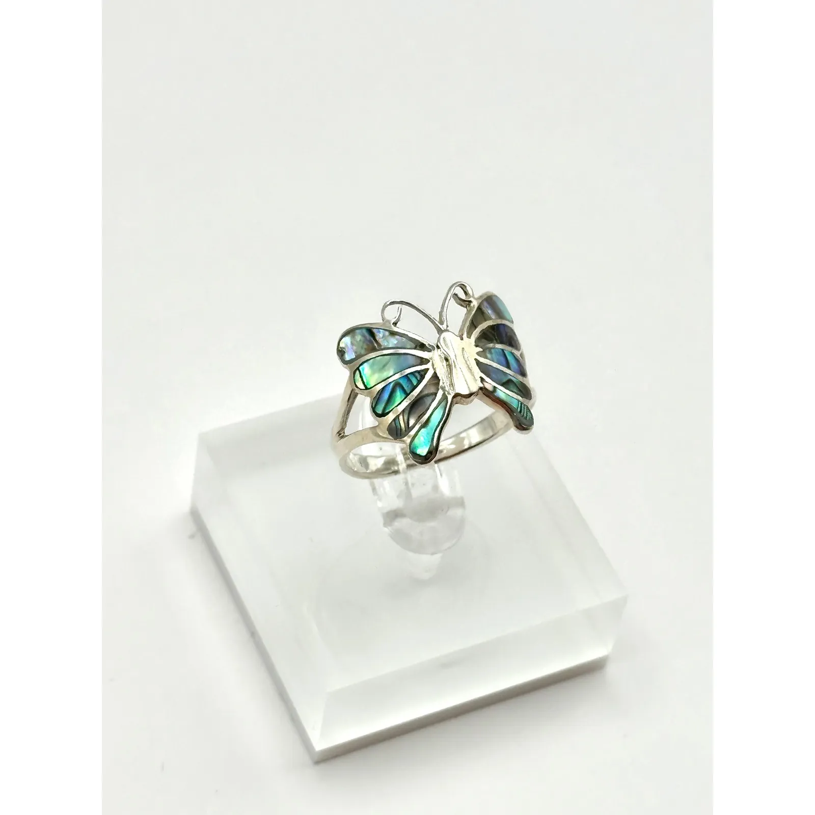 Abalone Shell Inlay Sterling Silver Handmade Ring Size 10 - Image 2