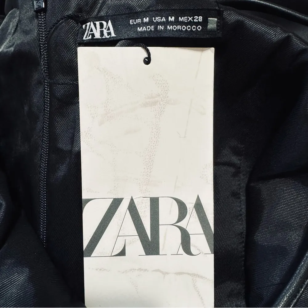 Zara Bloggers Fav Topstitched Faux Leather Midi Slit Christmas CutOut Dress Sz M - Image 15