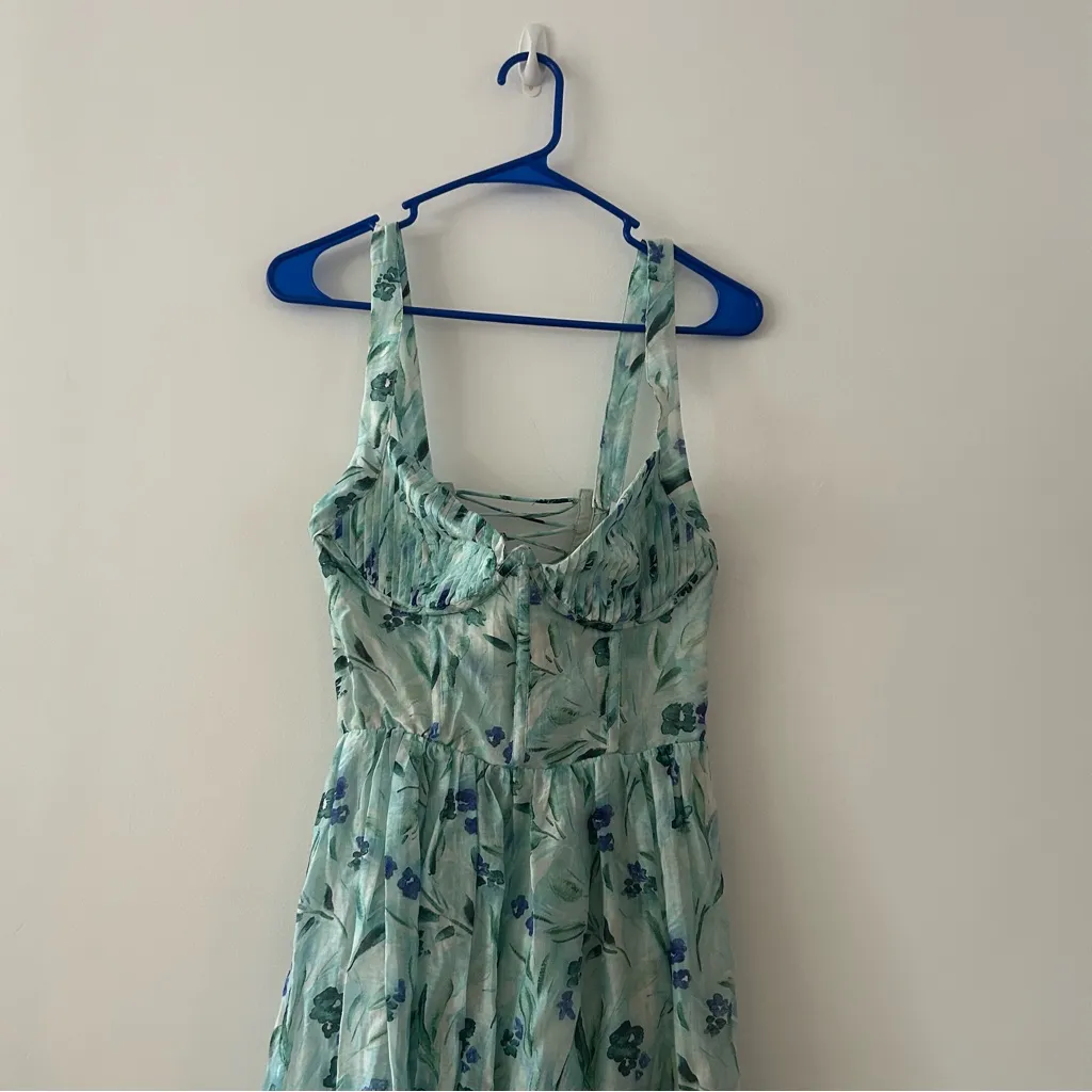 NEW ASTR the Label Revolve Kelby Green Blue Floral Corset Maxi Dress Size S - Image 3