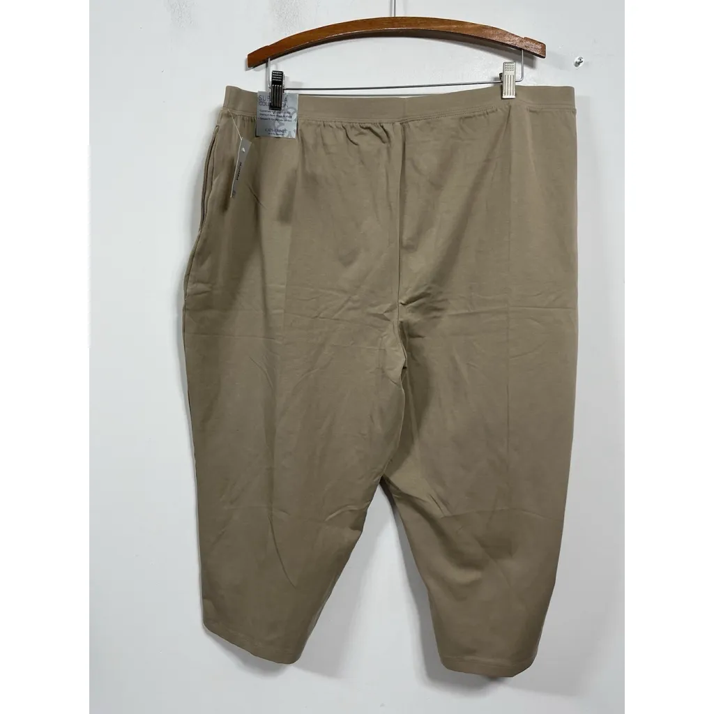 Womans Catherines Suprema Collection Petite Pullon Capri Pants 2XWP 22/24wp Tan Brown Size 2P - Image 2