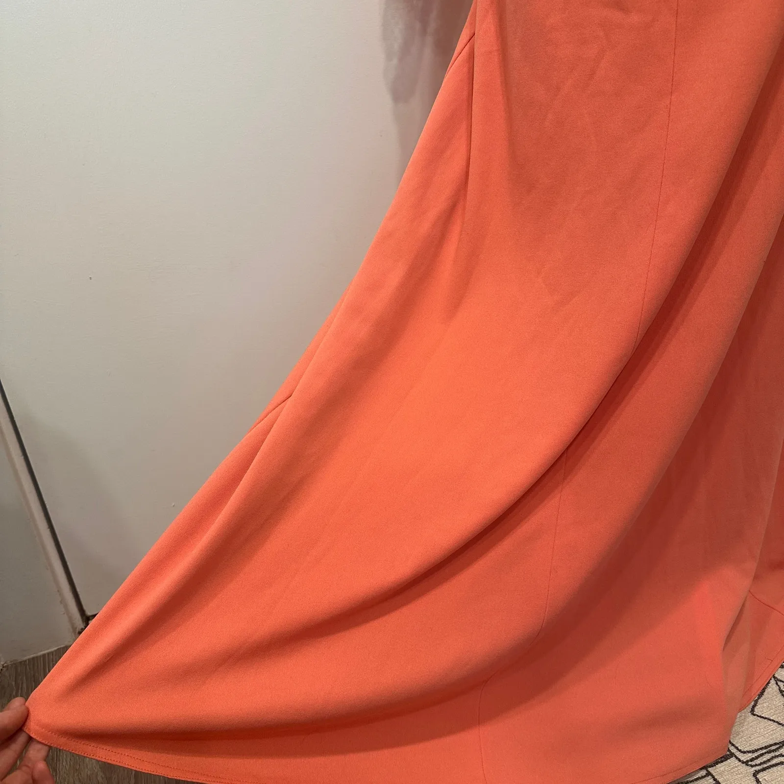 VTG 70s Coral Long Crochet Sleeve Maxi Dress Victorian Edwardian Revival Size XS - Image 9