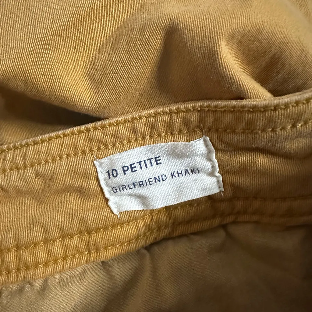 GAP Mustard Gold Girlfriend Khakis Size 10 Petite Classic Preppy Relaxed Pockets - Image 5