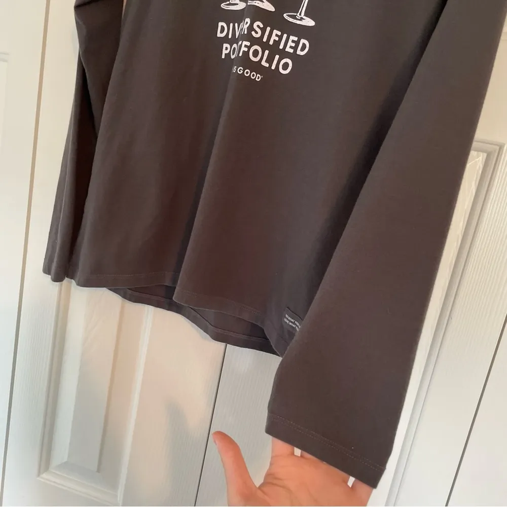 Life Is Good Wine Graphic Long Sleeve Shirt Sz XS Womens Crusher Tee - Image 6