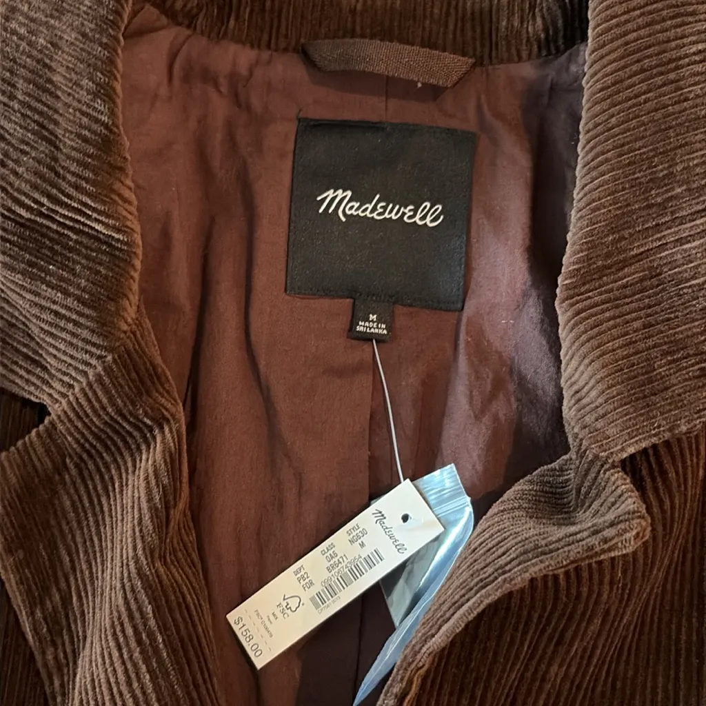 NWT Madewell Brown Corduroy Blazer Sz M - Image 6