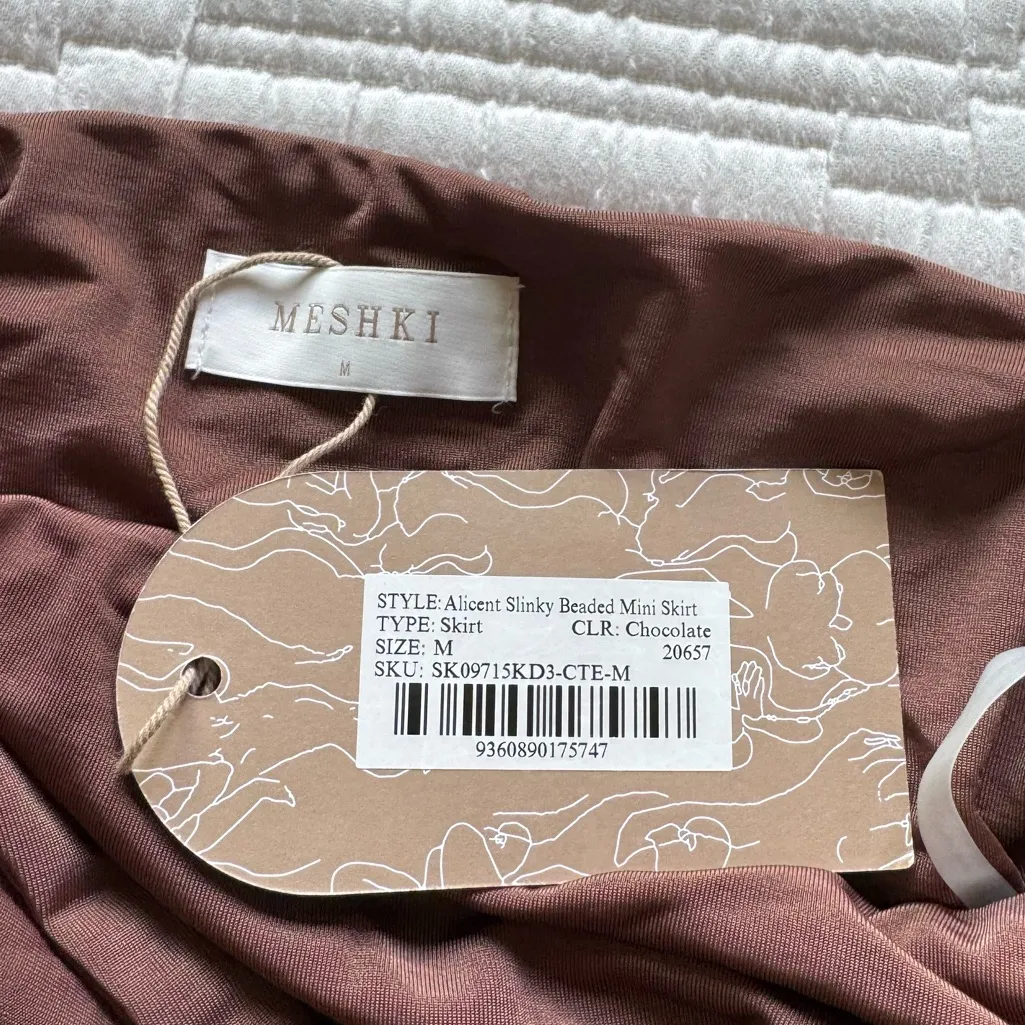 Meshki - Alicent Slinky Beaded Mini Skirt - Chocolate - Image 8